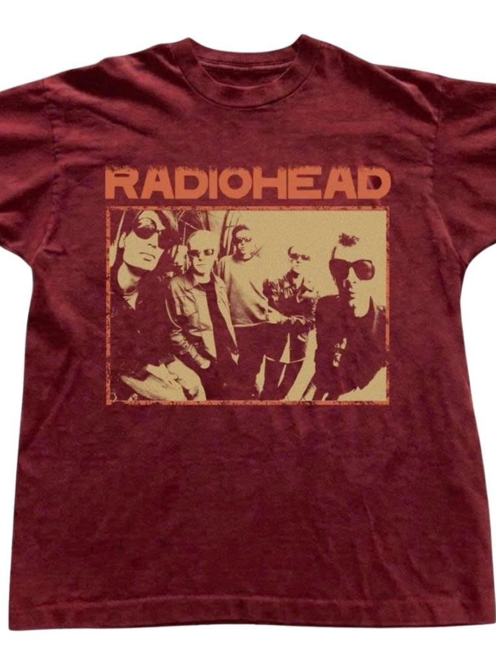 Graphic Tee in Burgundy with Tan Print